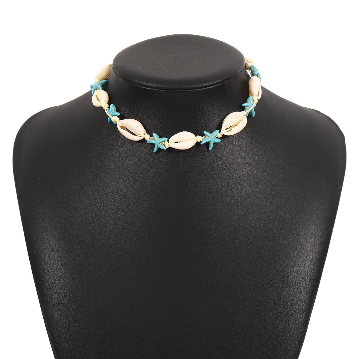 Collar con colgante de estrella de mar y concha personalizado para mujer con colgante de aleación de forma geométrica, acabado galvanizado, estilo playero, joyería minimalista
