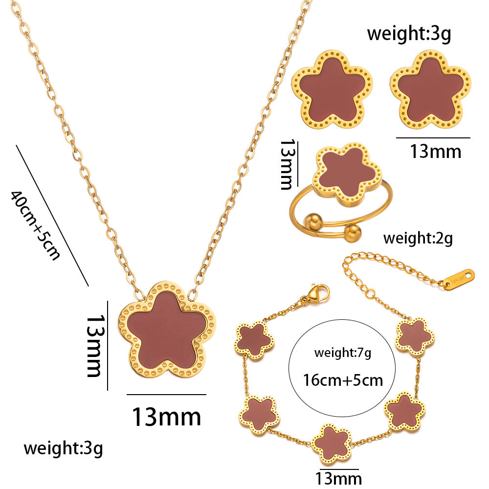 Collana in Acciaio al Titanio con Design a Petalo Floreale Geometrico Minimalista da Donna, Gioielli Leggeri di Lusso