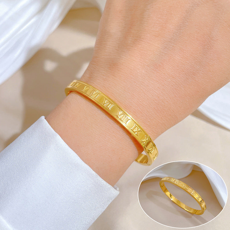 Minimalist Luxury Bohemian Titanium Steel Bracelet with Mother-of-Pearl Smile Charm