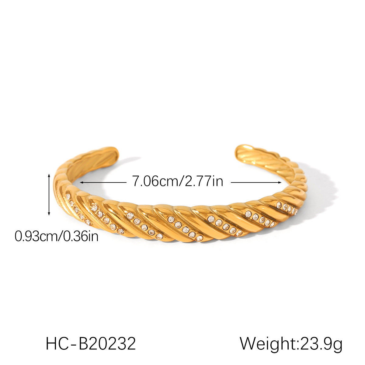 Bracciale rigido minimalista da donna con fiocco e apertura, in acciaio inossidabile placcato oro 18K