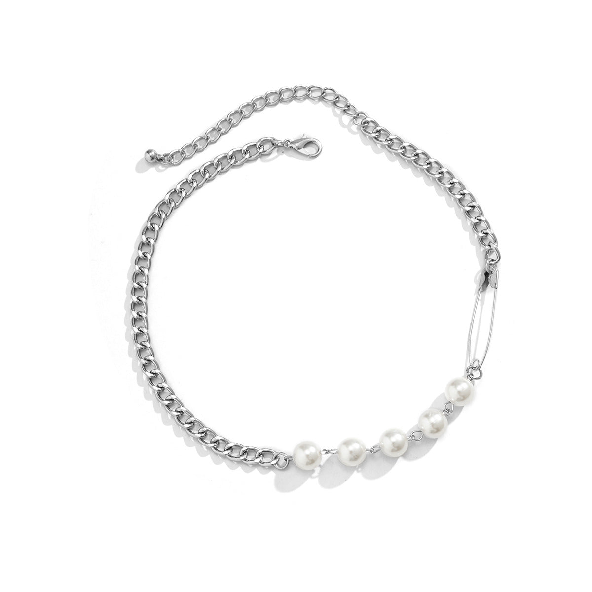 Collana con Pendente Geometrico Asimmetrico Dolce e Audace da Donna con Accenti di Perle Artificiali e Finitura Placcata su Catena Standard
