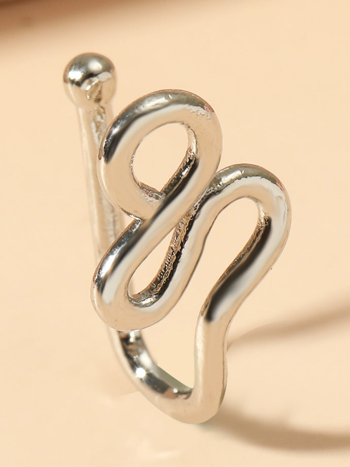Clip per il naso a forma di U con stella e cuore placcata in rame vintage con zirconia cubica