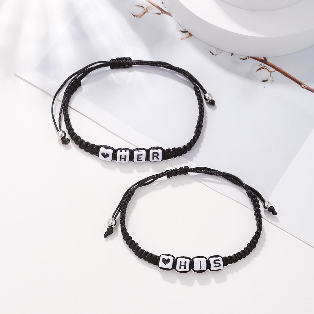 Unisex Geometric Letter Acrylic DIY Charm Bar Bracelet