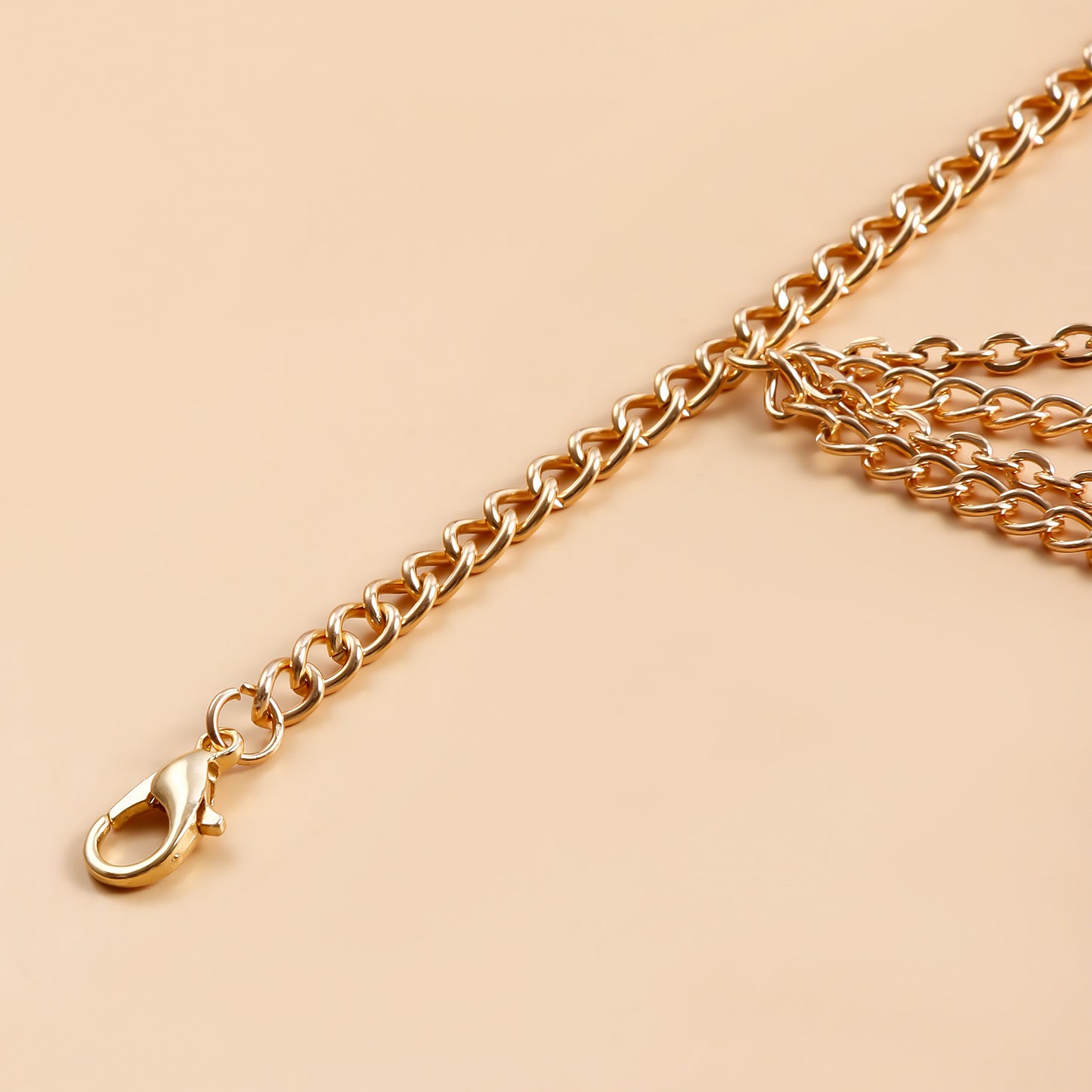Geometric Alloy Anklet for Women with Colorful Glass Beads and Multi-Layer Metal Chain