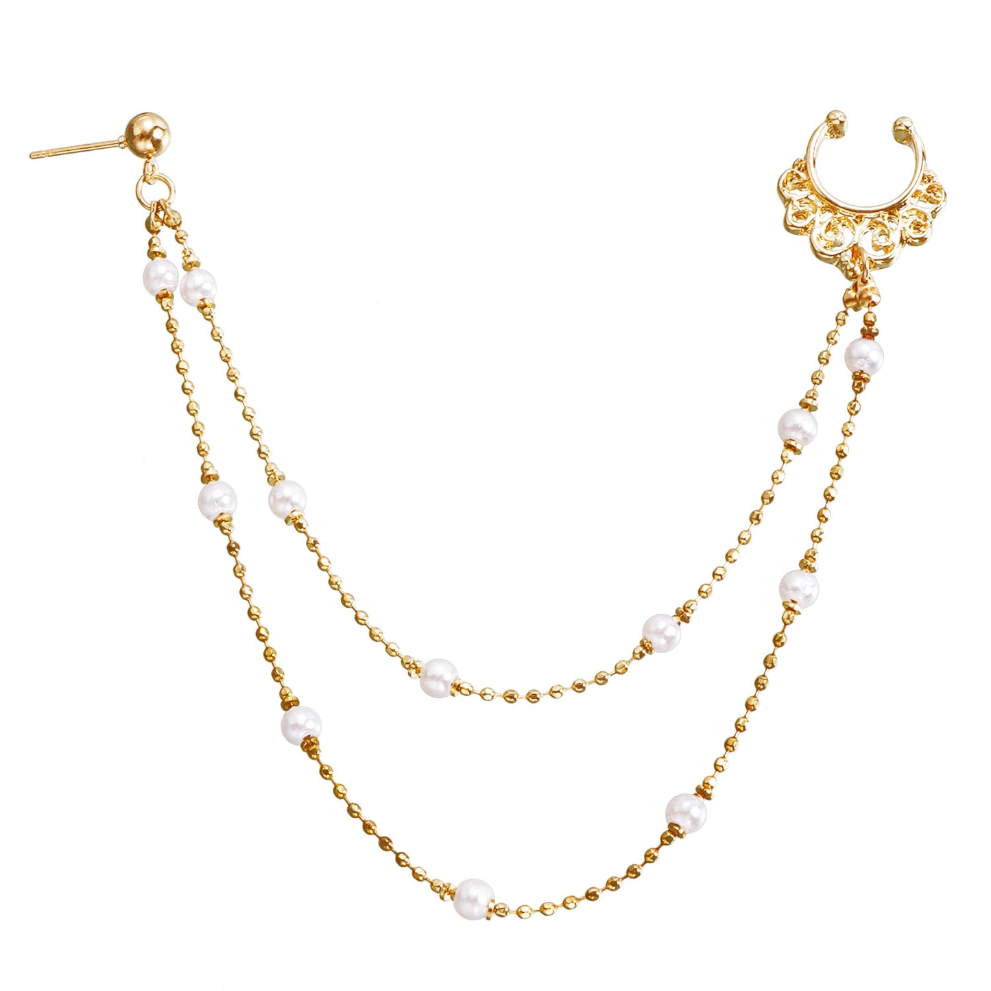 Ethnic Geometric Plated Alloy Nose Ring with Crystal Inlay for Unisex