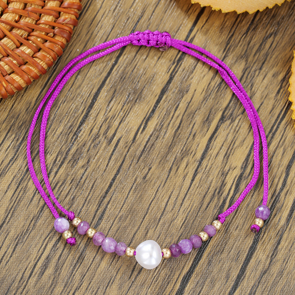 Minimalist Bohemian Cross Heart Geometric Handmade Crystal Pearl Beaded Bracelet