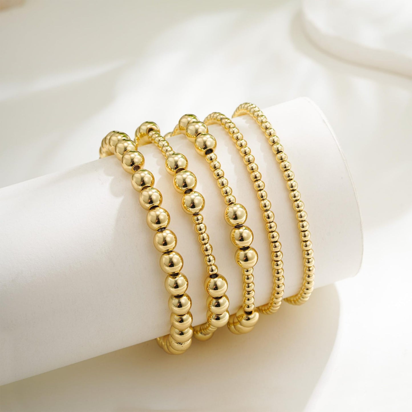 Elegant Geometric Round Hematite Gold Plated Brass Stainless Steel Bracelet Set for Women