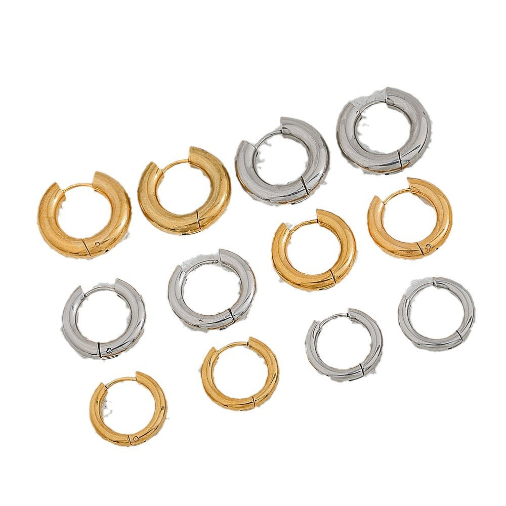 Pendientes de aro minimalistas en forma de U de acero inoxidable con baño para hombres y mujeres