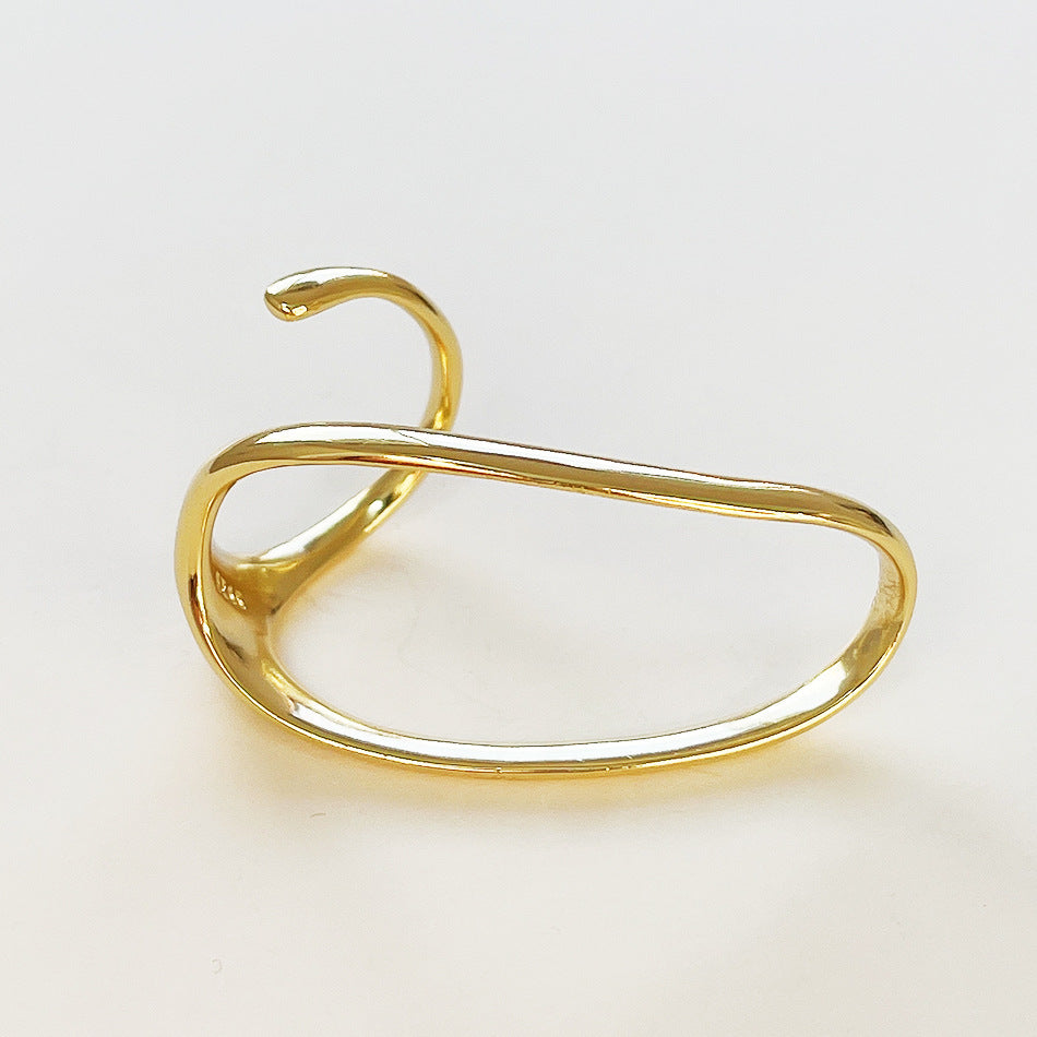 Anello minimalist con cuore geometrico in argento sterling 925 da donna