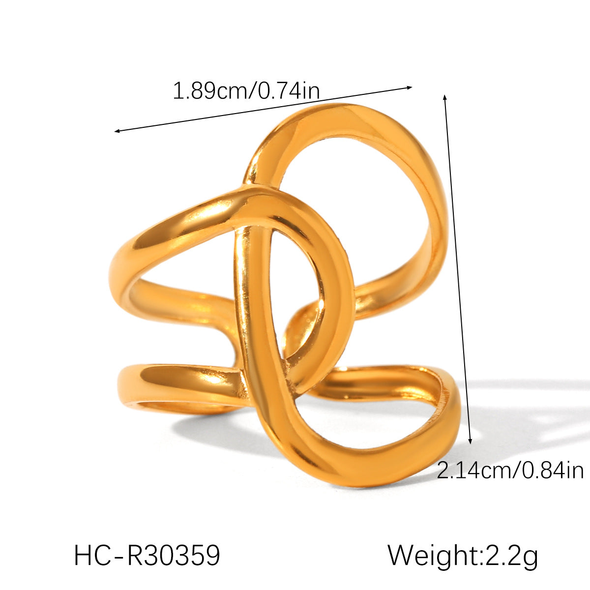 Minimalist Geometric Stainless Steel Ring with 18K Gold Plating for Women Titanium Steel Fade-Resistant Fashion Ring