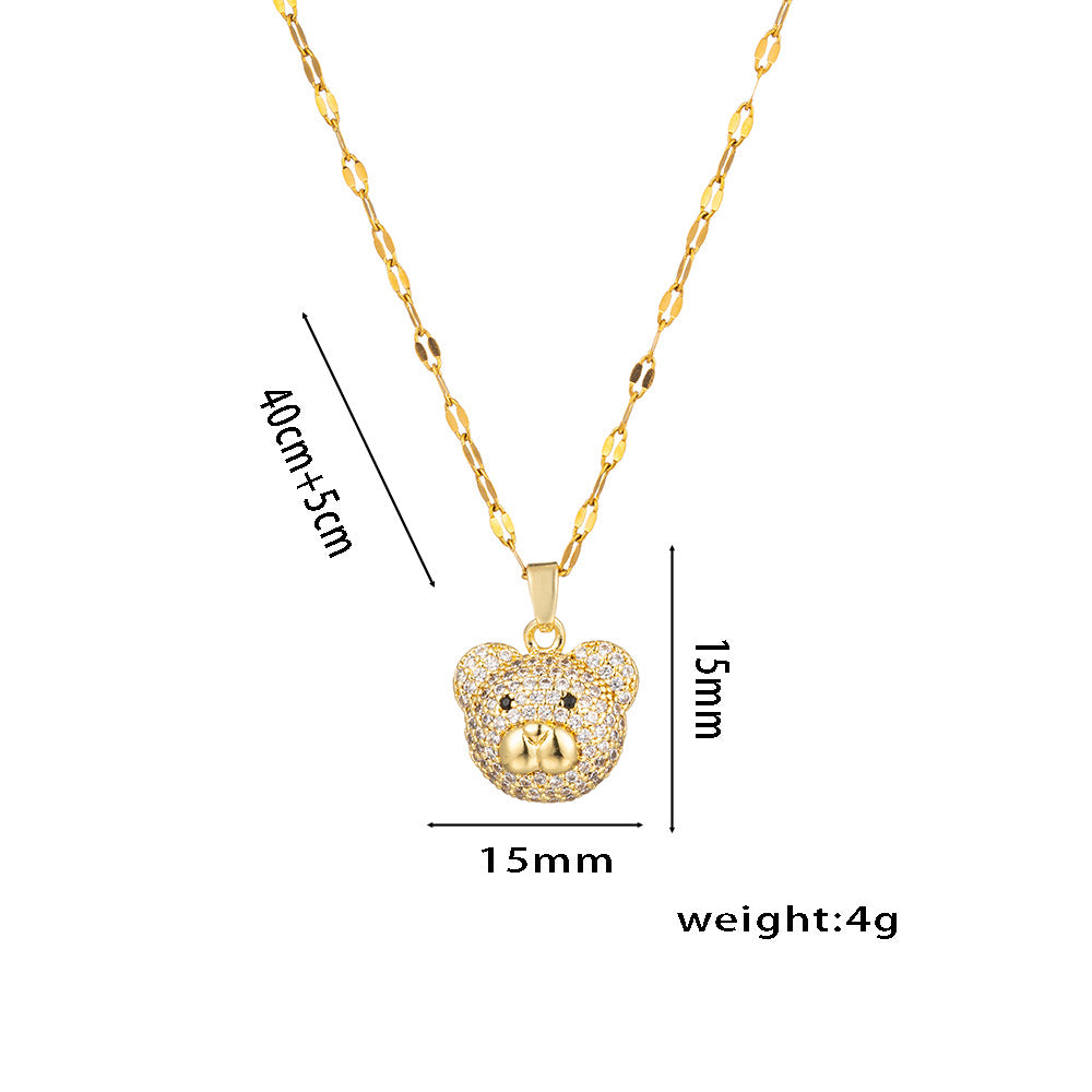 Collar con colgante minimalista de nudo de lazo de acero de titanio para mujer con cadena de serpiente chapada
