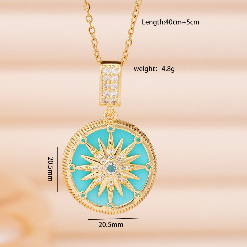 Light Luxury Star-Shaped Pendant Necklace for Women with 18K Gold Plated Copper and Titanium Steel O-Chain