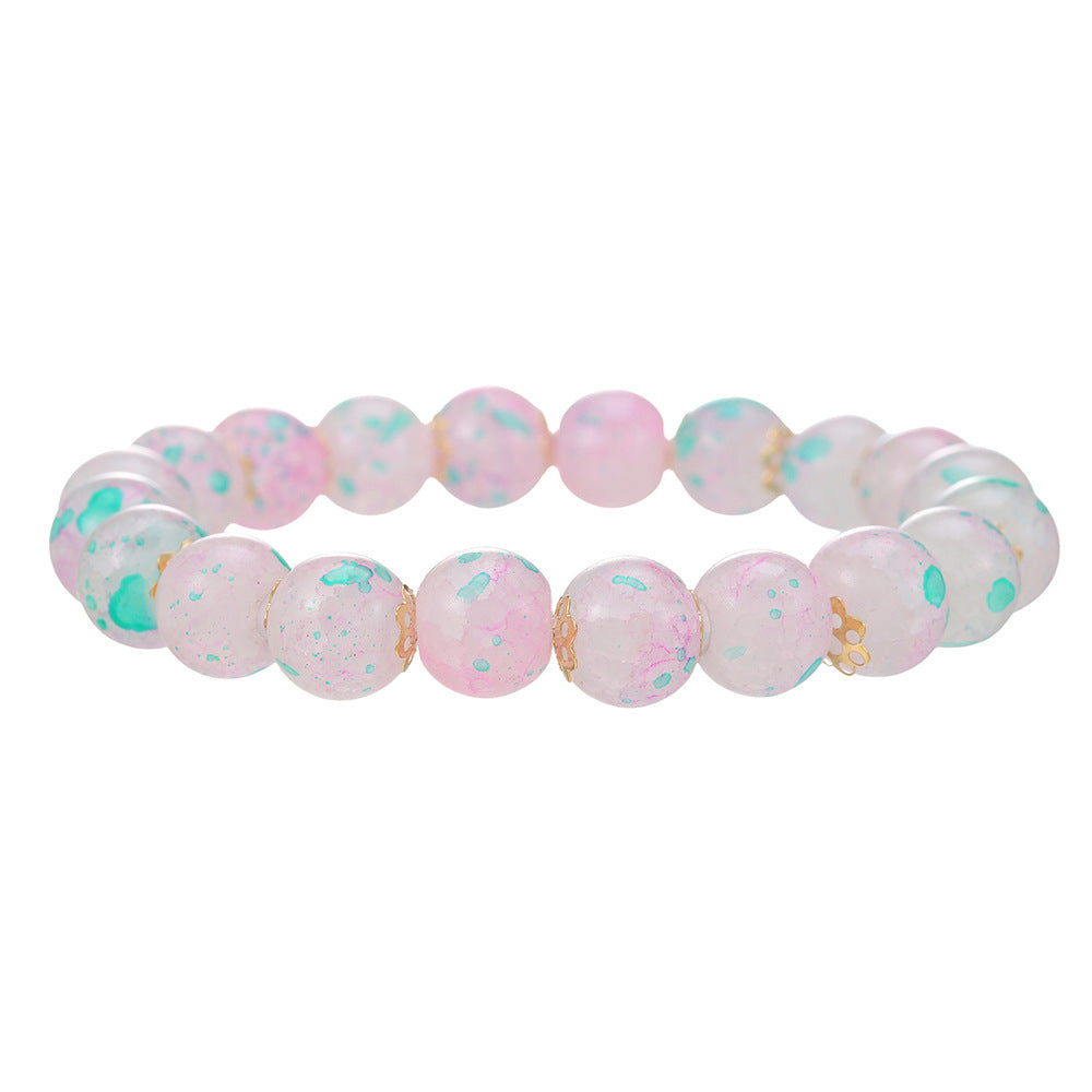 Minimalist Handmade Geometric Round Resin Beaded Bracelet