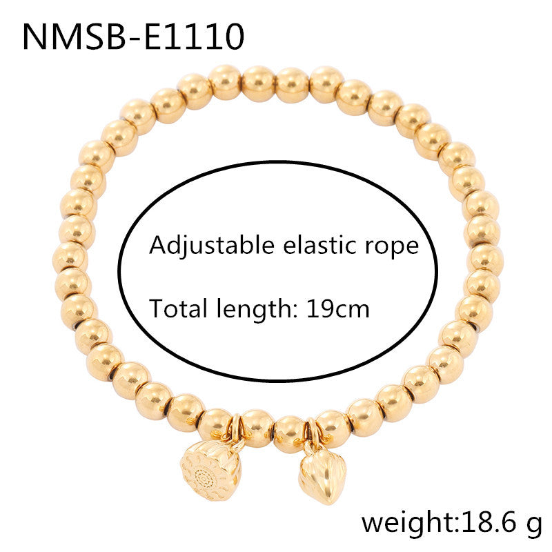 Fashionable OL Style Lotus Pod Shaped Titanium Steel Bracelet for Women with 18K Gold Vacuum Plating and Stainless Steel Beads