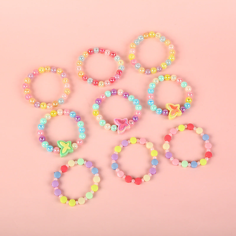 Sweet Pastel Butterfly Acrylic Bracelet for Girls, Cute Princess-Style Children's Hand Jewelry with Animal Shape Design