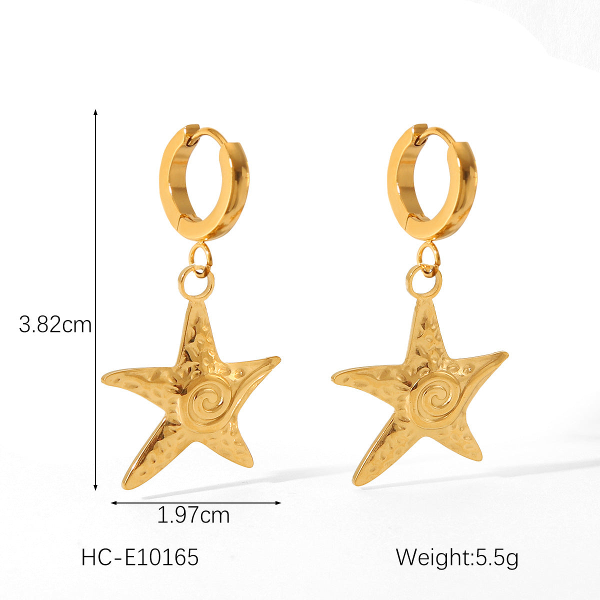 INS Style Crab and Starfish Shell-Shaped Earrings for Women in Titanium Steel with 18K Gold Plating