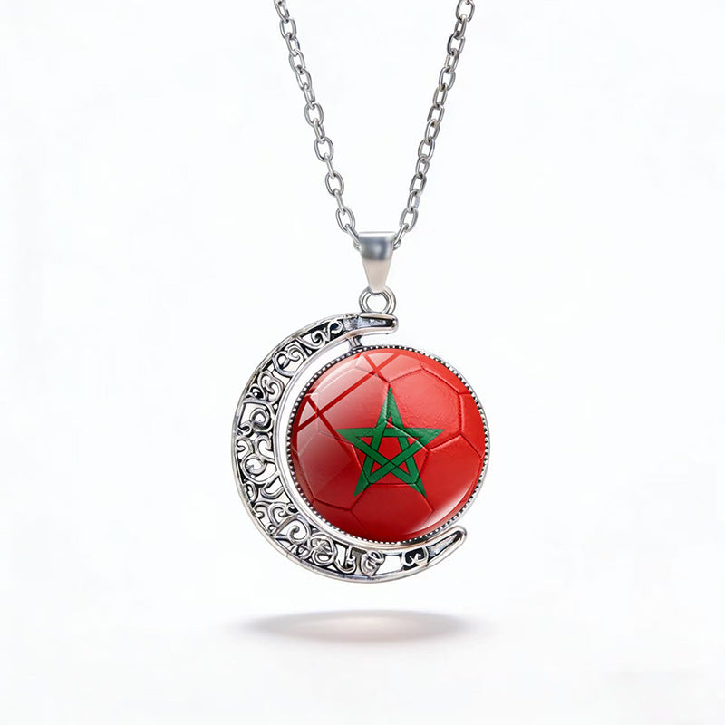 Casual Unisex Alloy Plated Moon Geometric Pendant Crystal Necklace