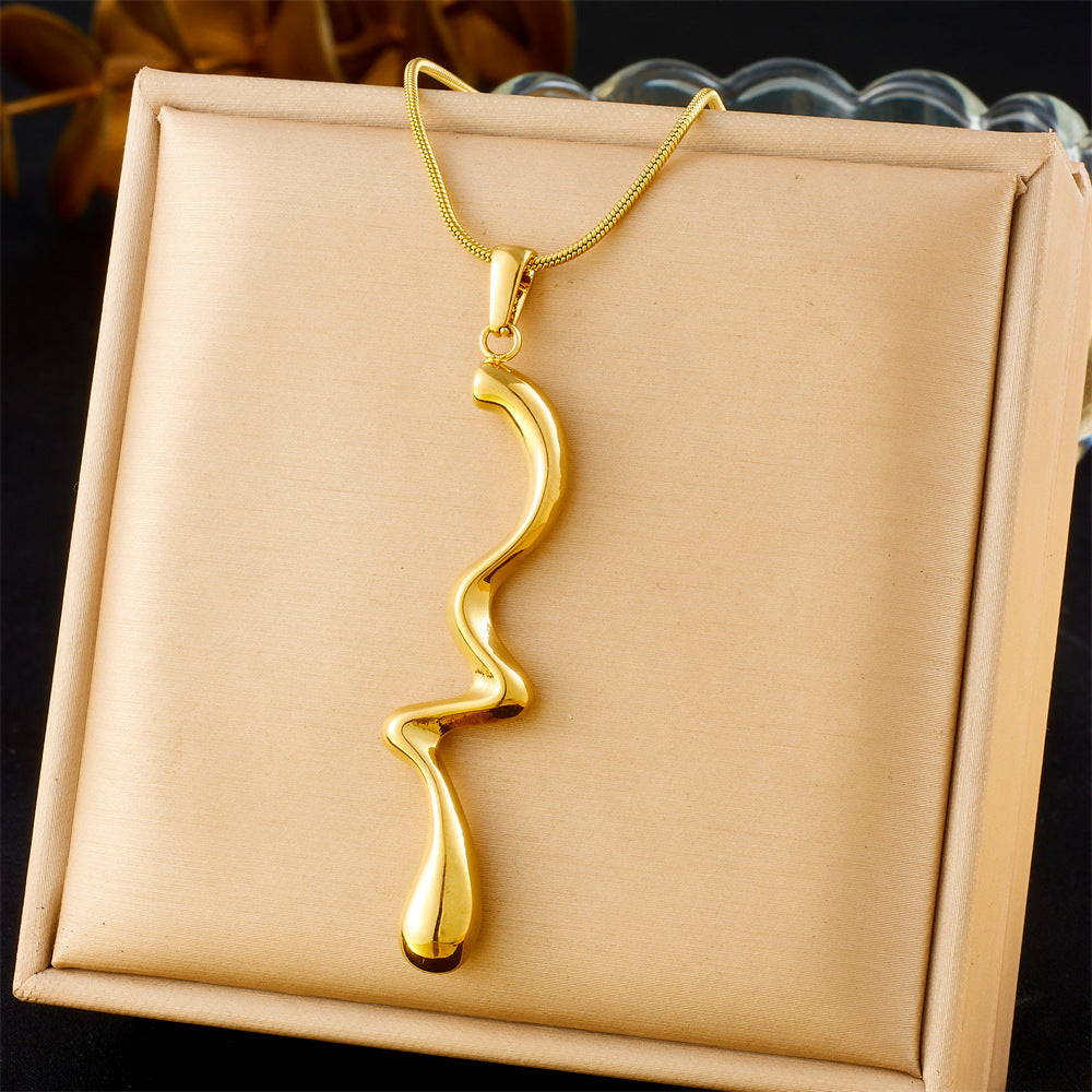 Vintage Gold Plated Heart Teardrop Stainless Steel Necklace and Earring Set with Turquoise and Pearl on Snake Chain for Women