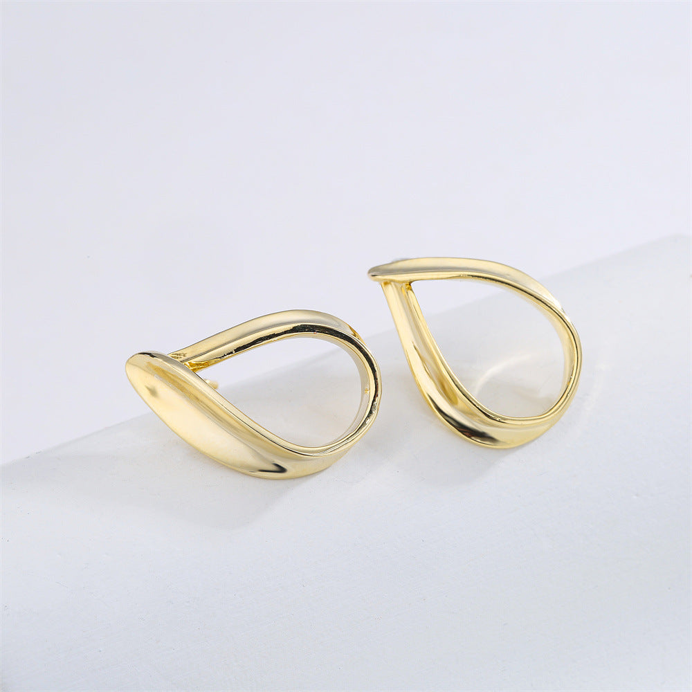 Minimalist Geometric Drop Earrings in Copper with 925 Sterling Silver Posts for Women