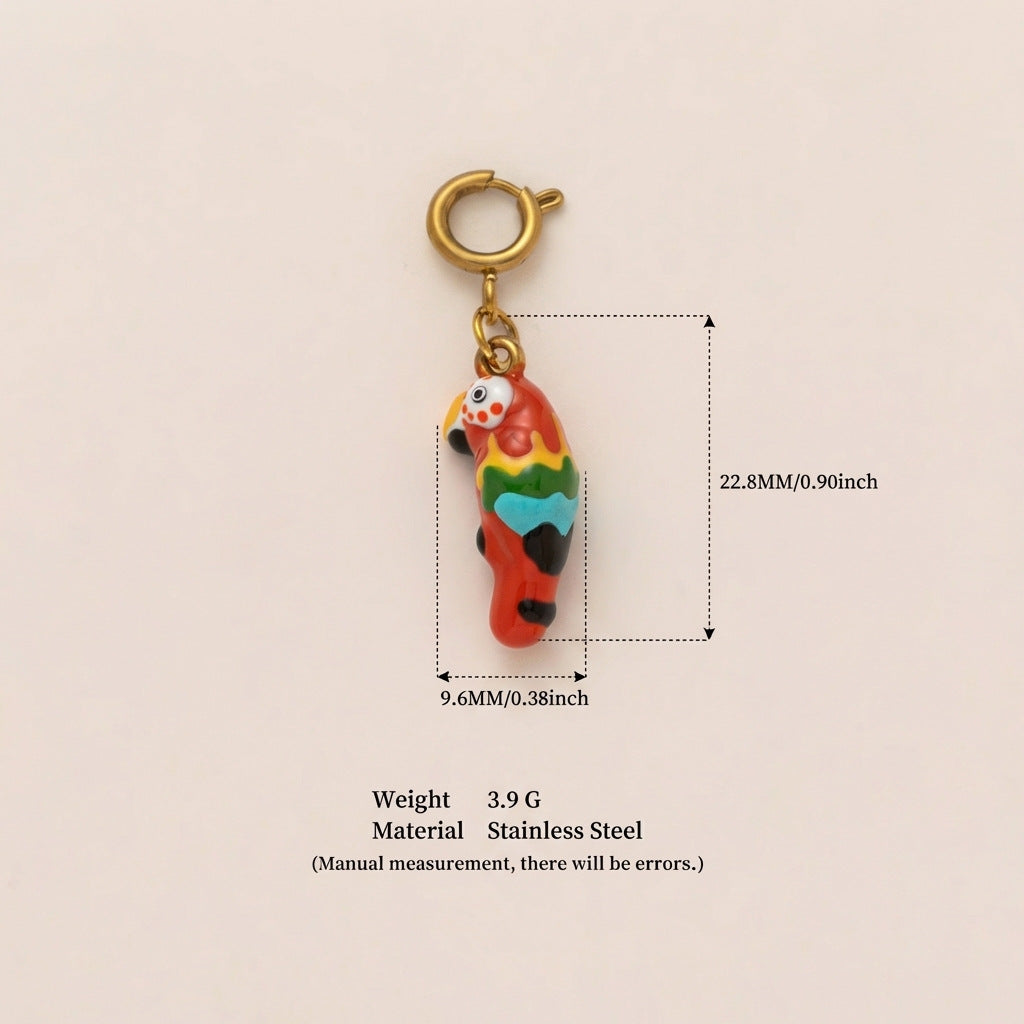 Vintage 18K Gold Plated Stainless Steel Animal Pendant Charm Bar for Women