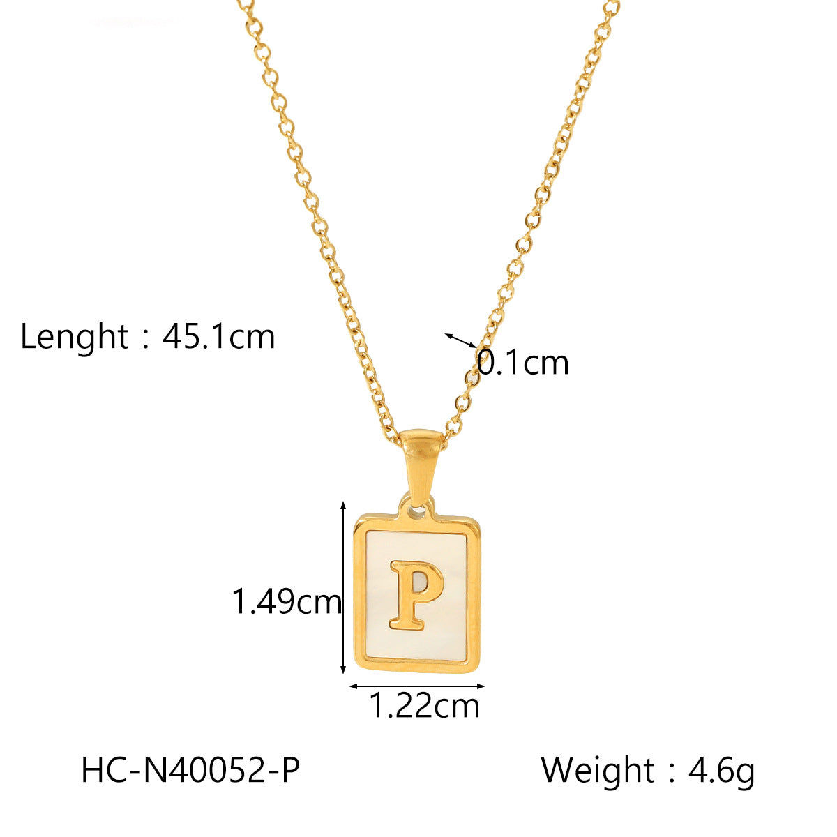 Minimalist Letter Pendant Necklace in Titanium Steel with 18K Gold Plating on Stainless Steel Chain for Women