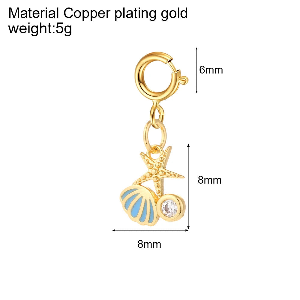 Elegante ciondolo con charm bar a forma di animale in acciaio inossidabile placcato oro 18 carati PVD