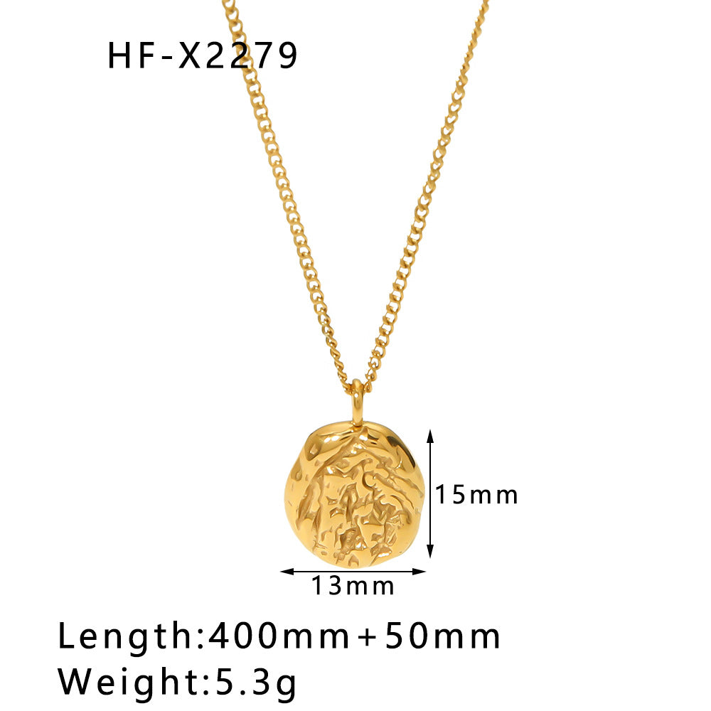 Minimalist Asymmetrical Heart and Teardrop Pendant Necklace in Stainless Steel with 18K Vacuum Plated Finish for Women