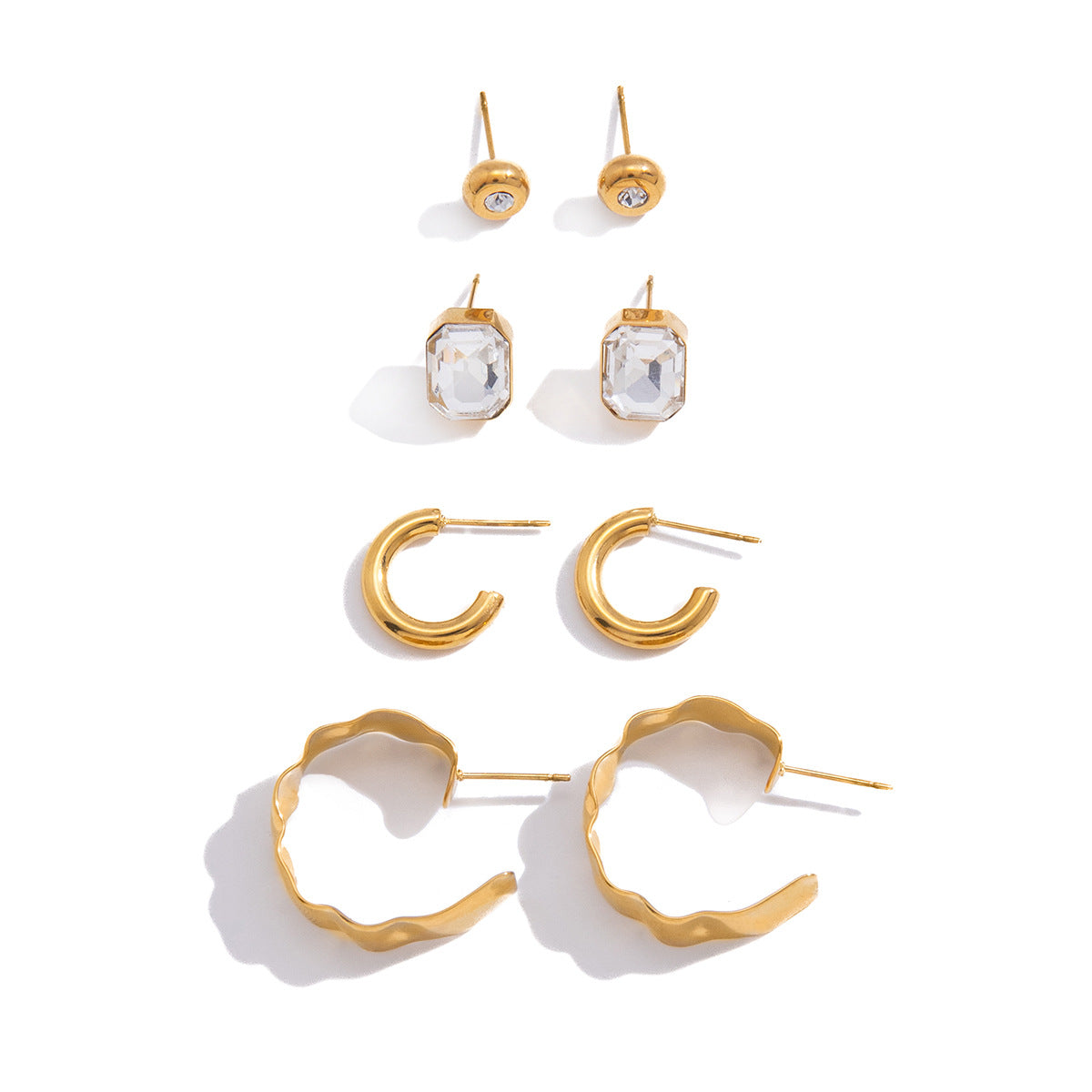 Elegant Geometric Gold Plated Stainless Steel Earrings for Women