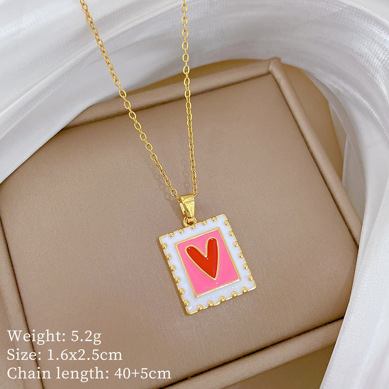 Sweet Minimalist Cross Micro-Inlaid Cubic Zirconia Brass Pendant Titanium Steel Necklace for Unisex
