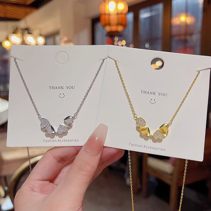 Collana con ciondolo a trifoglio minimalista in acciaio al titanio con finitura placcata per uomo e donna