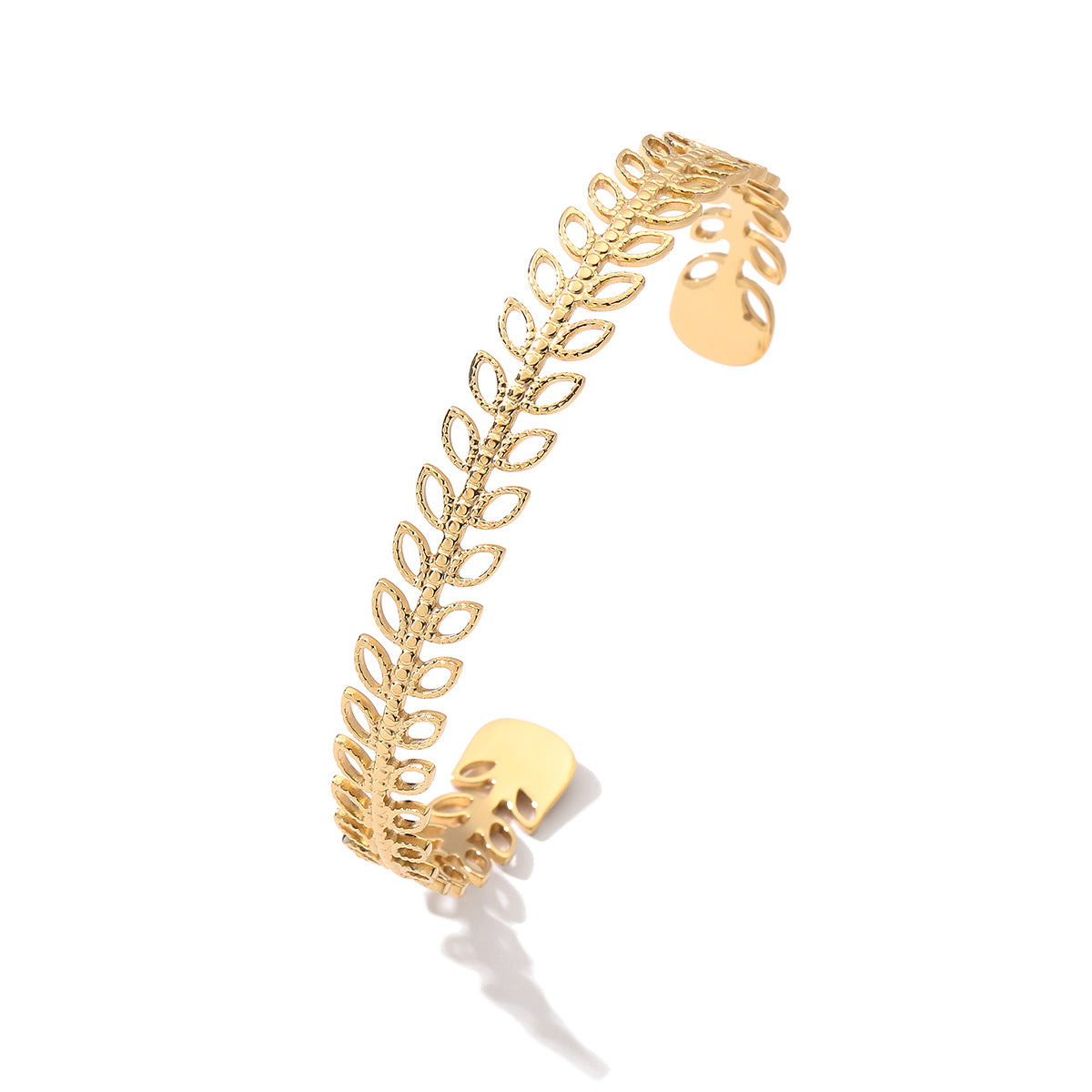 Bracciale minimalista da donna in acciaio inossidabile con spiga di grano vuota e placcatura in oro 18 carati