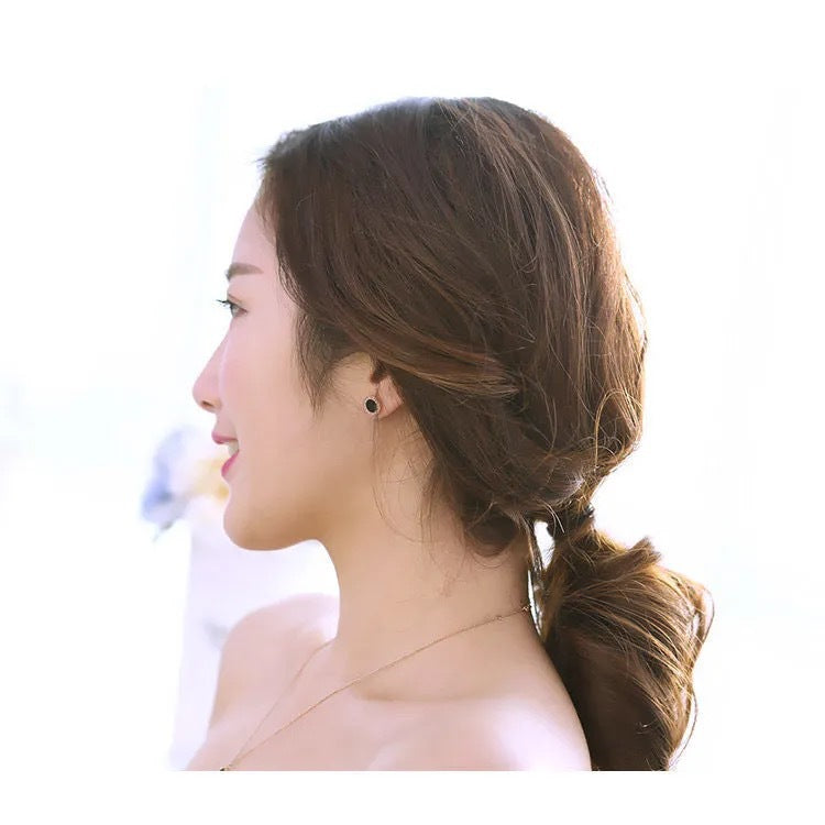 Minimalist Roman Numeral Titanium Steel Stud Earrings for Women with Plated Finish Fashionable Fall Winter Ear Jewelry