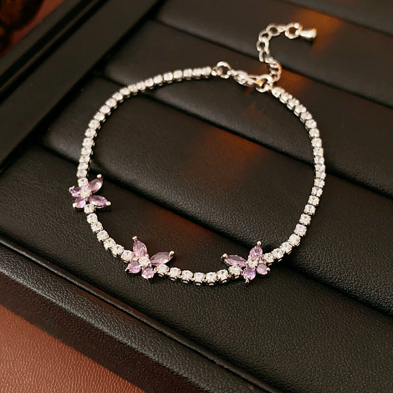 Luxury Elegant Geometric Floral Cubic Zirconia Inlay Bracelet for Women