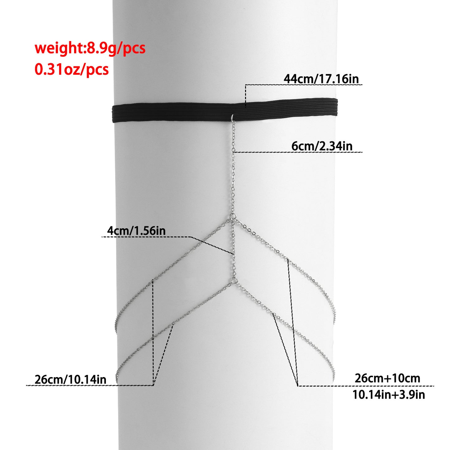 Minimalist Double-Layer Ankle Chain for Women with Geometric Design in Alloy with Elastic Band for Beach and Vacation