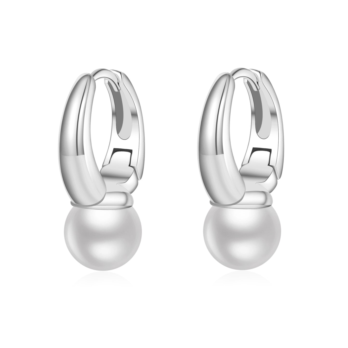 Minimalist Geometric Pearl Earrings with Gold-Plated Copper Base and Sterling Silver Posts for Women
