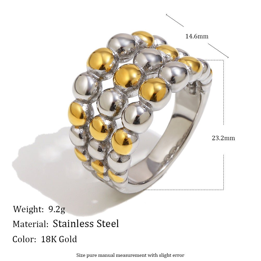 Anello con Nodo a Sfera Tonda in Acciaio Inossidabile Placcato Oro 18K Geometrico Minimalista da Donna Accessorio di Moda di Lusso