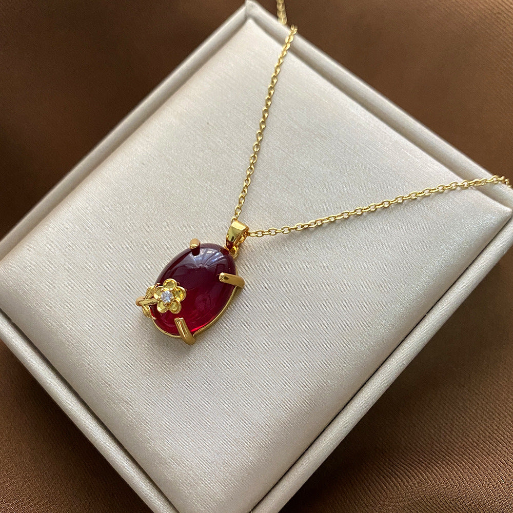 Collana con Ciondolo Floreale Minimalista per Donne e Uomini in Acciaio al Titanio con Catena a Serpente, Finitura Galvanizzata e Design Irregolare