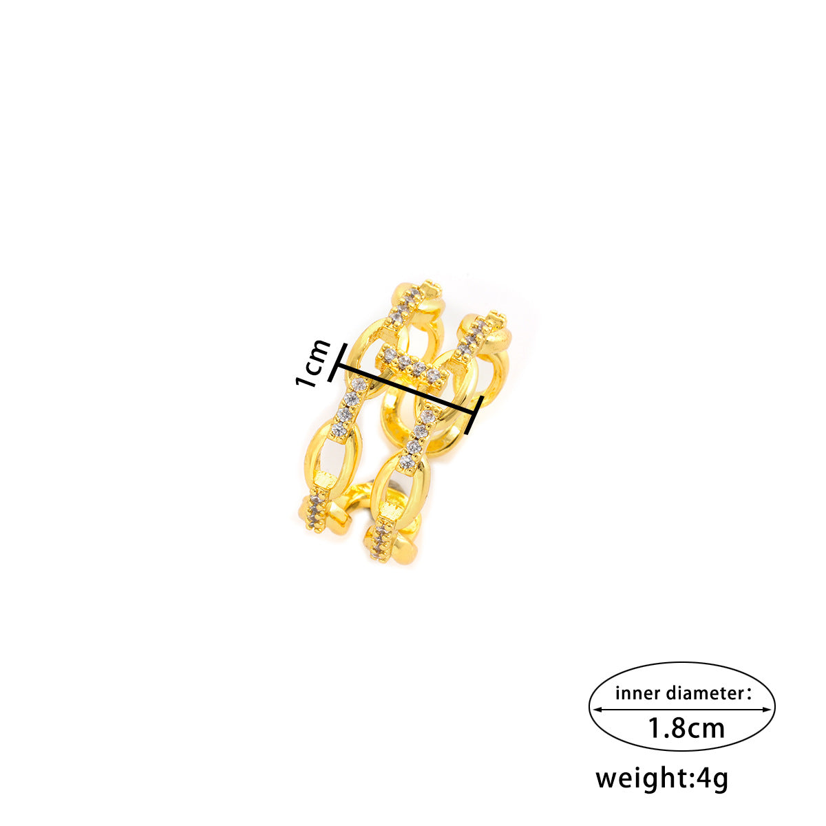 Minimalist Geometric Copper Ring with Micro-Pave Zirconia for Women Adjustable Double-Layer Finger Ring