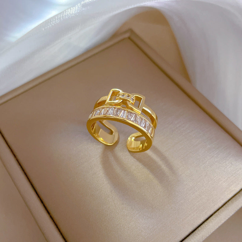 Minimalist Butterfly Knot Women's Ring in Brass with Gold Plating, Lightweight Luxury Finger Ring for Index Finger