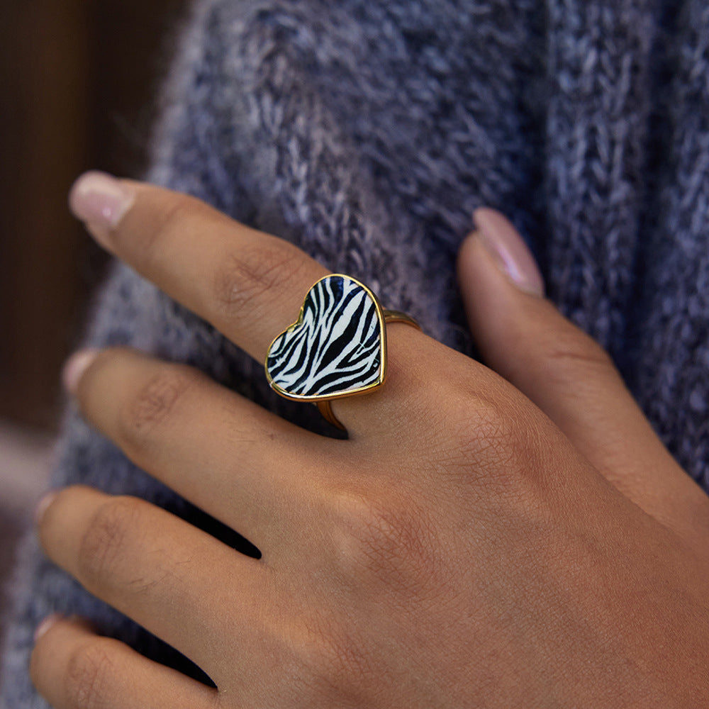Anillo Ajustable Minimalista con Forma de Corazón de Acero de Titanio para Mujer, Accesorio de Moda de Acero Inoxidable