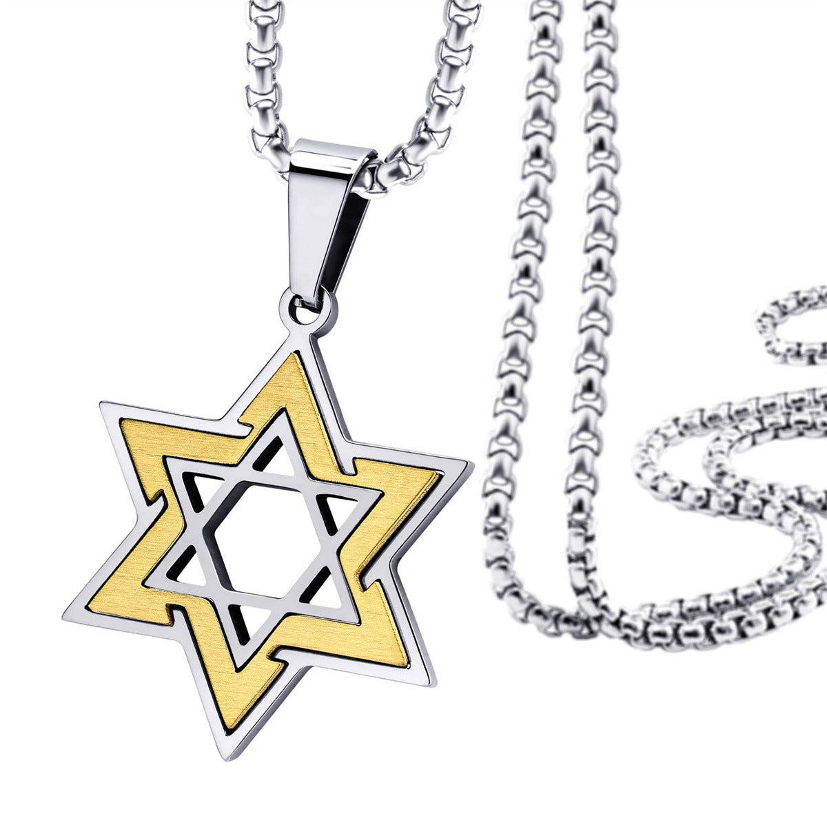 Minimalist Geometric Star Pendant Necklace in Stainless Steel and Titanium Steel with Polished Finish for Unisex Wear