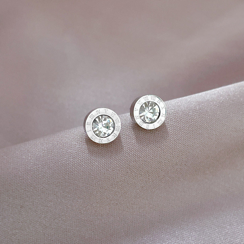 Minimalist Sweet Geometric Titanium Steel Plated Stud Earrings