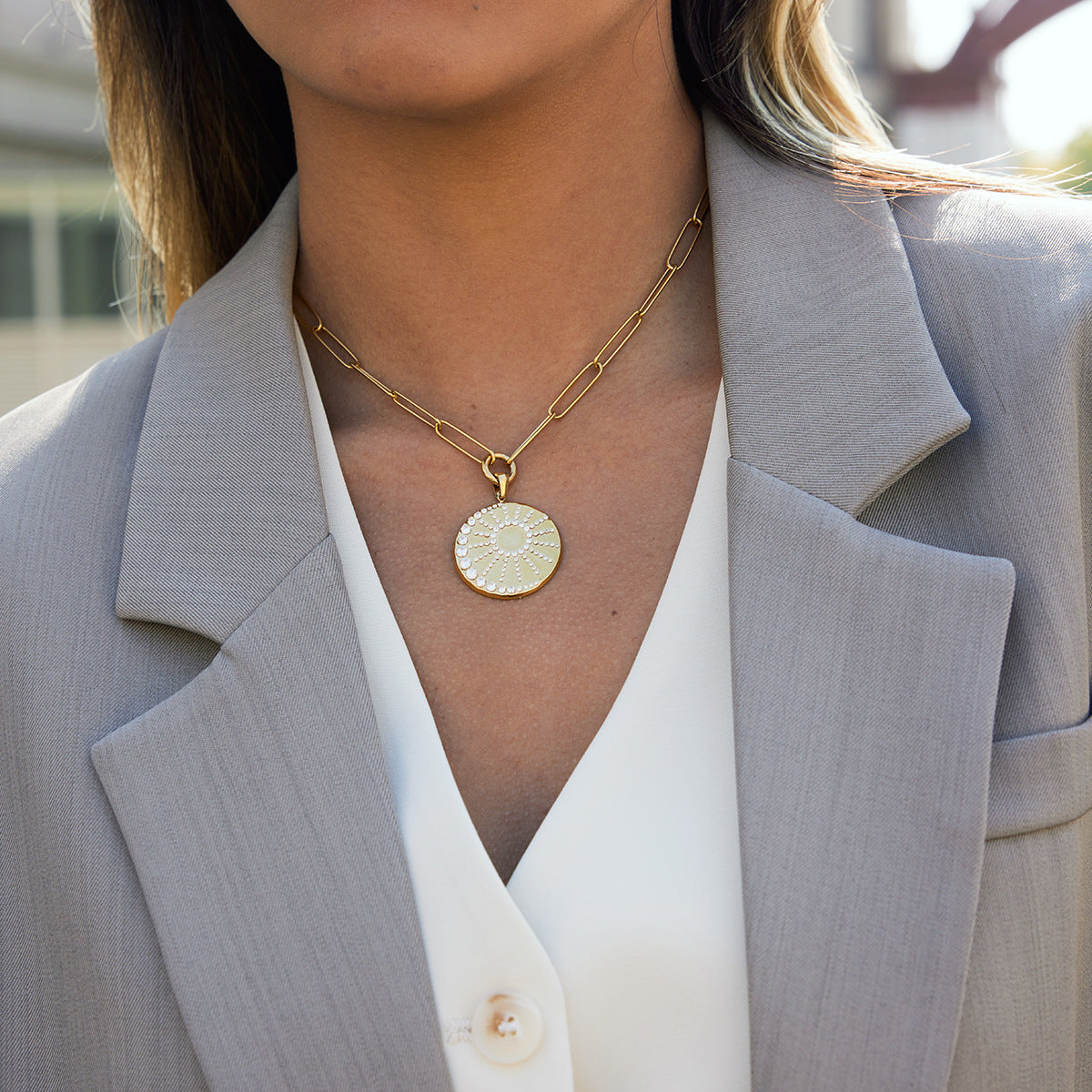 Minimalist 18K Gold Plated Geometric Stainless Steel Necklace for Women