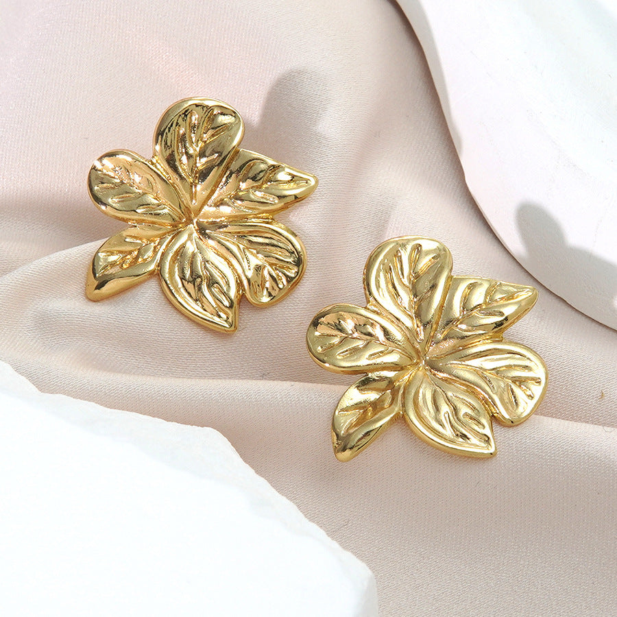 Vintage Elegant Floral Stainless Steel Earrings