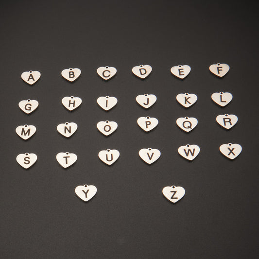 Minimalist Heart Letter Stainless Steel Polished Pendant Charm Bar
