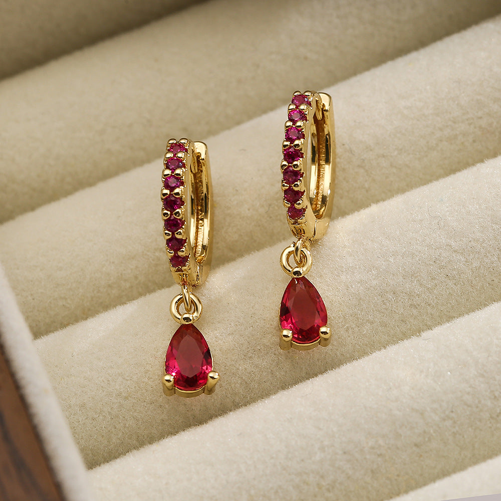 Minimalist Geometric Copper Gold-Plated Zircon Drop Earrings for Women with Irregular Shape Design