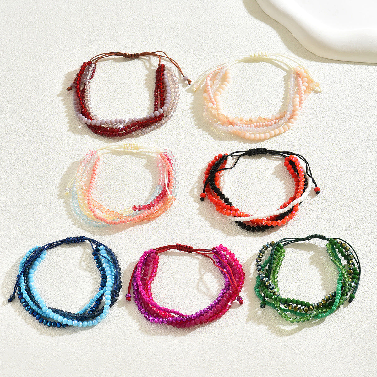 Conjunto de pulseras geométricas para mujer con diseño tejido de cuentas Miyuki de colores para la oficina
