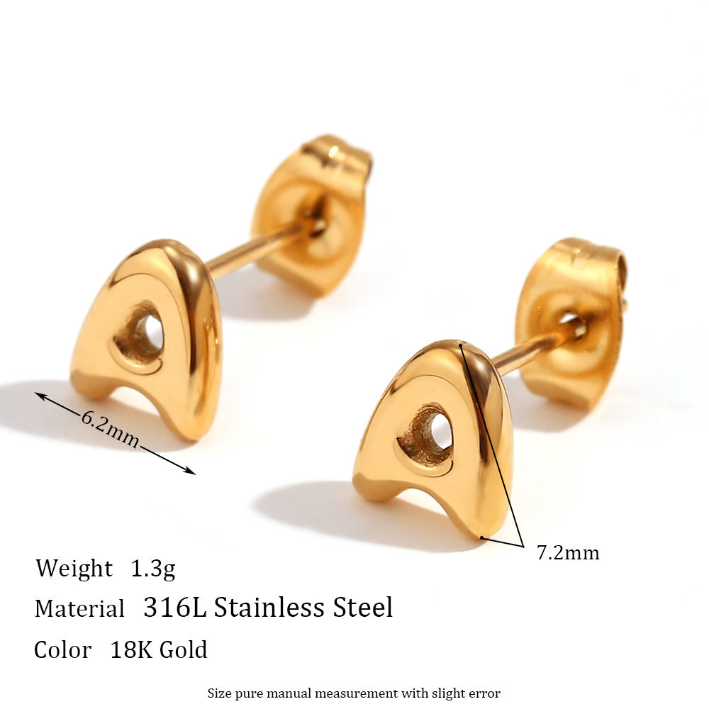 Orecchini a perno da donna con lettera geometrica moderna minimalista in acciaio al titanio placcato oro 18K