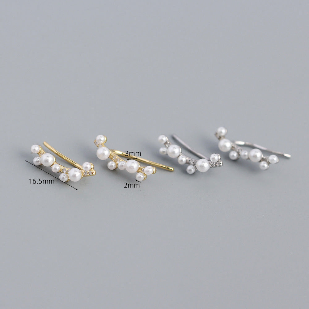 Orecchini pendenti con perle a forma di ramo, in argento Sterling 925, con zirconi cubici