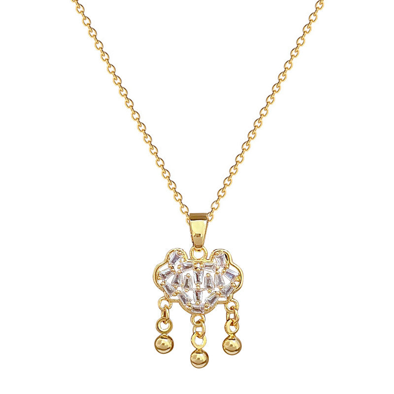 Collana con pendente a forma di nuvola minimalista in acciaio al titanio con intarsio completo di strass per donna e uomo